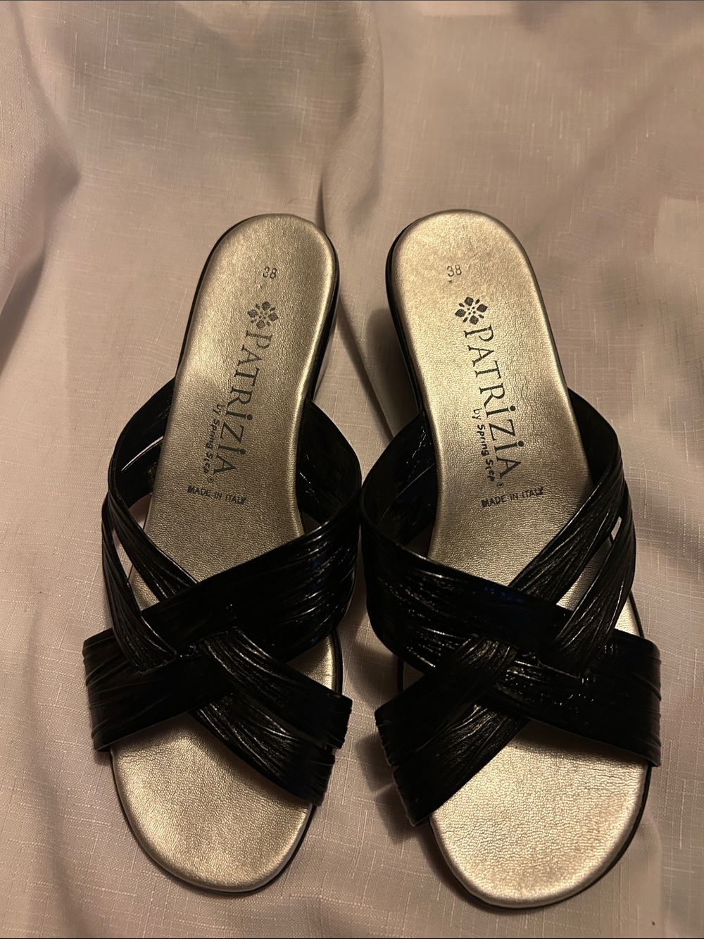 Patrizia Black Crossband Slide Mules
